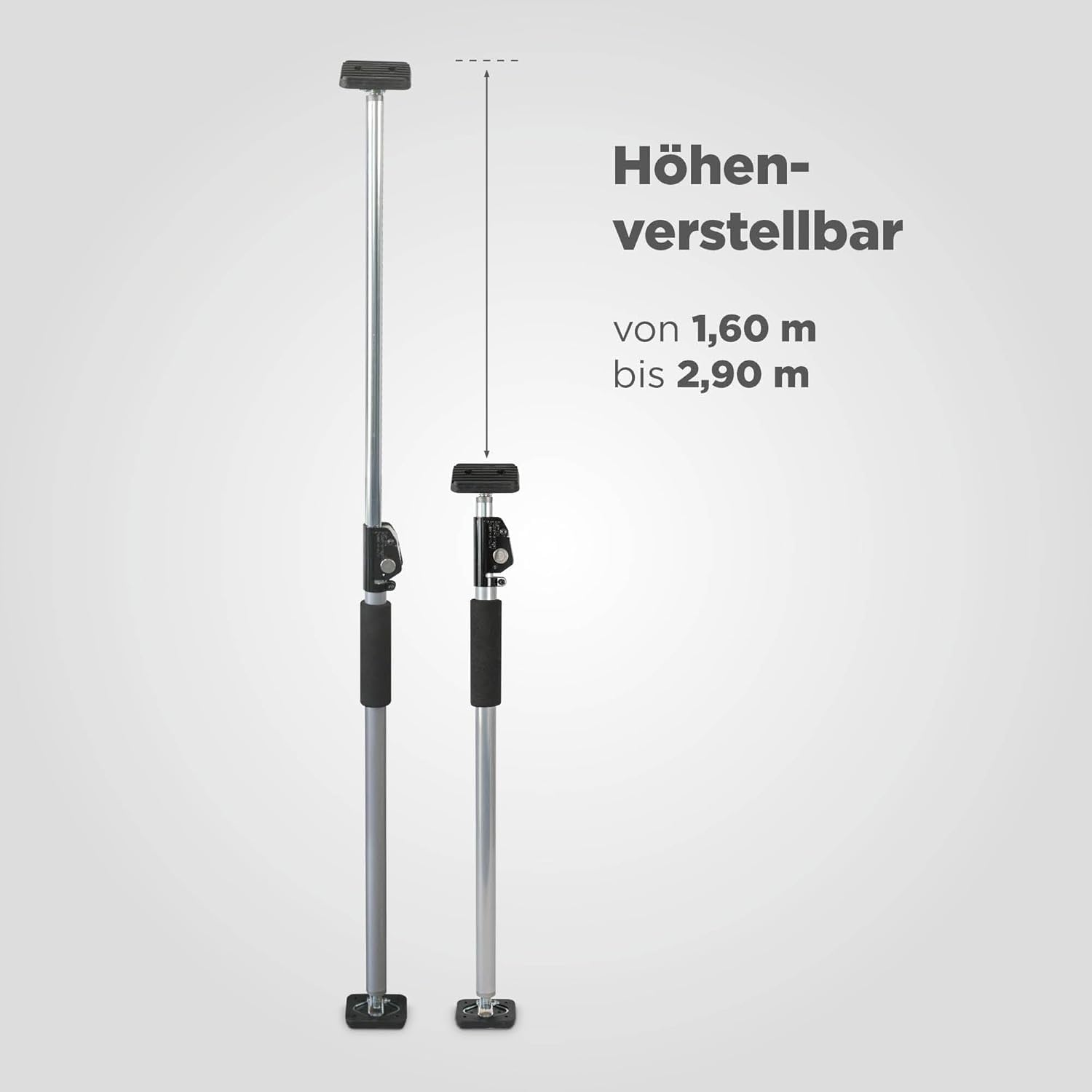 blizz-z Montagestütze Lochraster höhenverstellbar 0,75-1,25 m, Tragkraft: 60 kg | Einhand-Deckenstütze, Teleskopstütze für Gipskarton-, OSB-Platten bei Dachschrägen, Deckenbereich