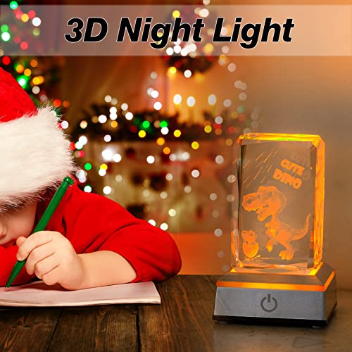 Erwei 3D Dinosaur Night Light For Men Women Etched Dinosaur Crystal Figurine Decor Birthday Gift For Kids Dinosaur Lovers Multicolor Dinosaur Night Lamp Glass Dinosaur Paperweight #TOP2