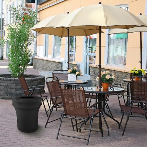 Image of BSTKEY 32 Gallon Stretch Spandex Trash Can Cover, 6 Pack Outdoor Fitted Waste Container Cover Round Garbage Can Covers for Wedding Party Fundraiser Decor, Without Trash Can (Black)