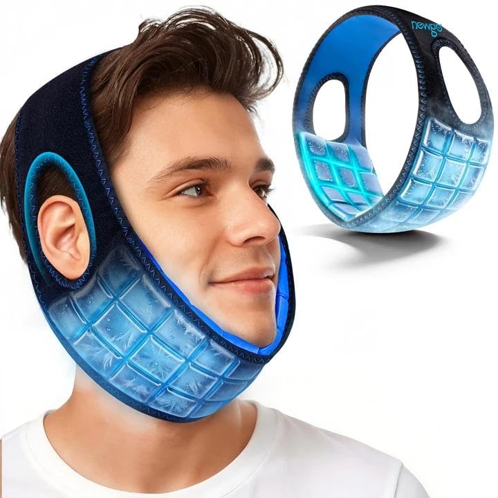 Image of NEWGO Wisdom Teeth Pain Relief Ice Pack for Face Oral Surgery Recovery, Long Lasting Cold Face Wrap with Face Contoured Design for TMJ Relief, Tooth Extraction, Jaw Discomfort