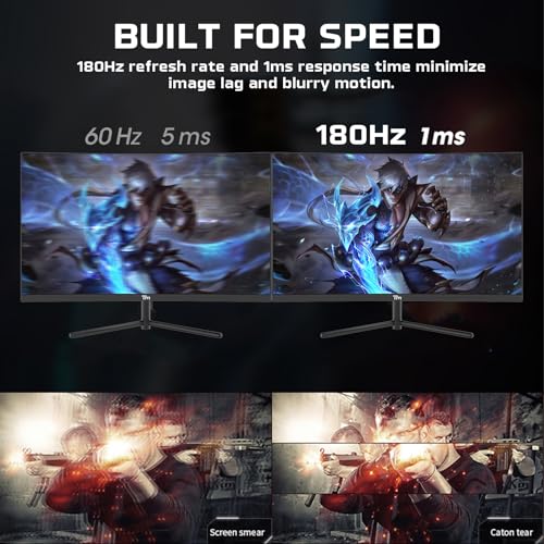 Monitor da gioco Fast VA Display 27’’ - Risoluzione 1920 x 1080 FHD, frequenza aggiornamento 180 Hz, rapporto d’aspetto 16:9, tempo di risposta 0,5ms - Nero (TM27FHD180VA) - Monitor - Immagine 1