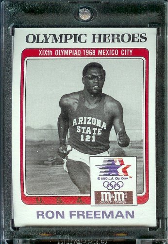 Front of the 1984 Topps M&M Ron Freeman 1600 Meter Relay Olympic Heroes Trading Card