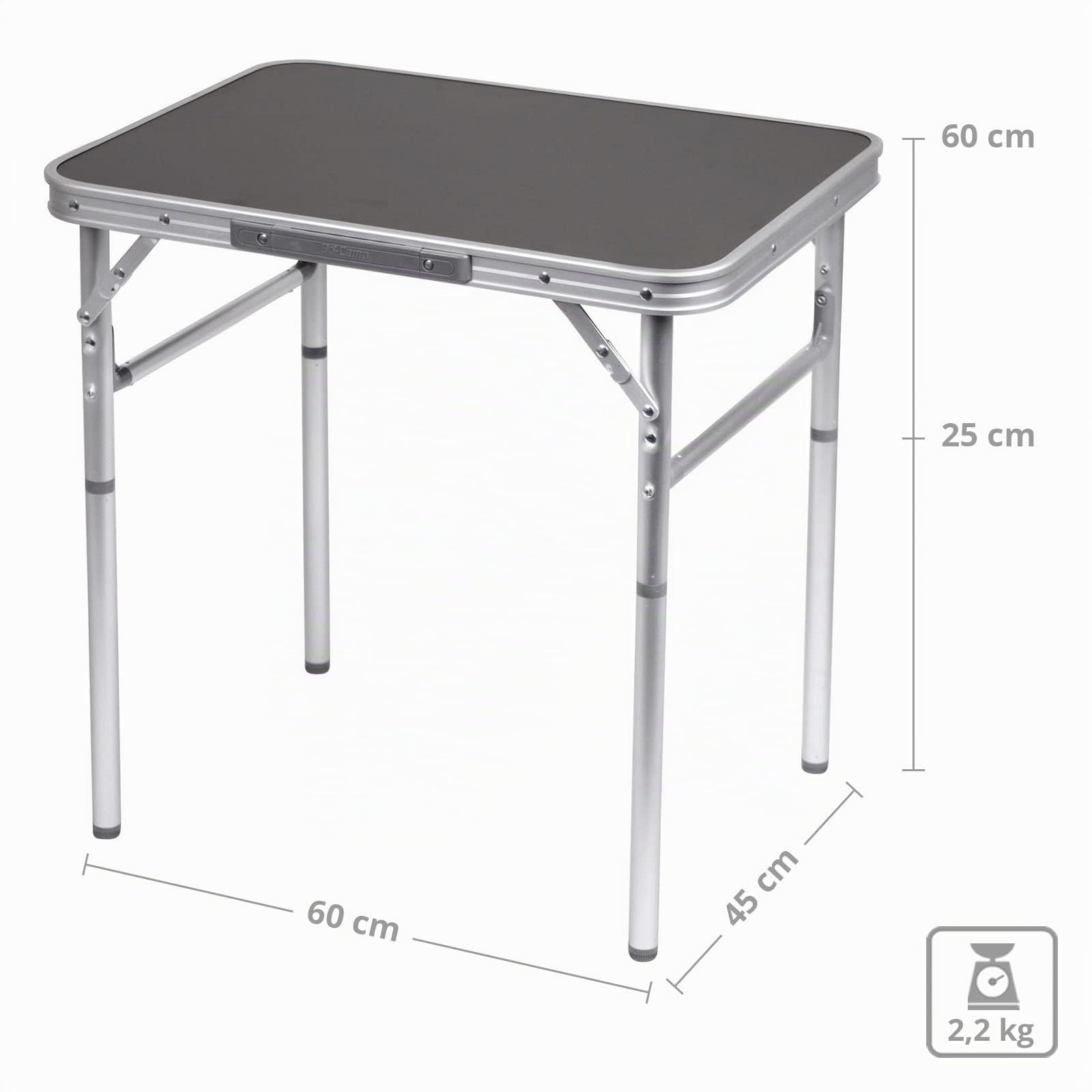 Bo-Camp - Table - 60x45 cm, Gris