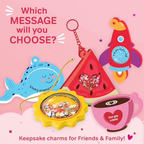 Image of Chalk and Chuckles Joydomes Tokens of Love - DIY Shaker Keychains & Bag Charms with Hidden Surprise Messages, Confetti Art & Craft Kit, Birthday Gift for Girls & Boys Ages 5, 6, 7, 8, 9, 10
