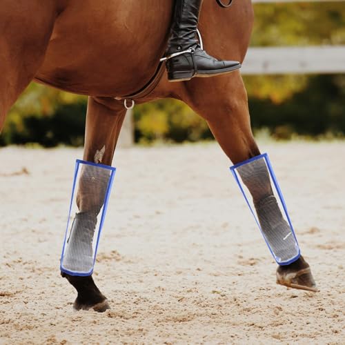 Protectores de patas para caballo de malla transpirable juego de 4 piezas azul para pastoreo 6