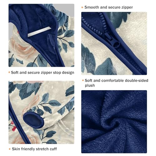 Beautiful Roses Flowers with Leaves Girls Fleece Jacket Girls Fall Jacket Girls Zip Up Hoodie Girls Sherpa Jacket 2-10T3