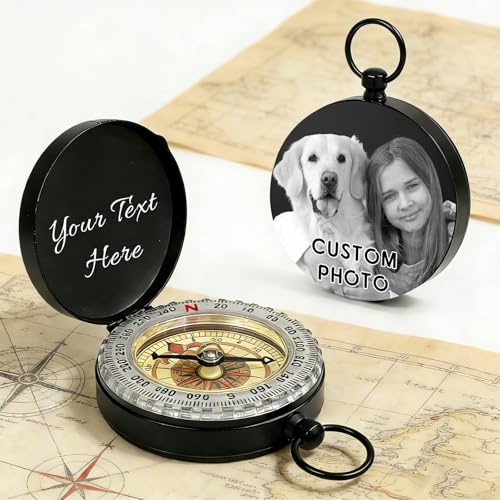 Brújula personalizada de latón con texto grabado
