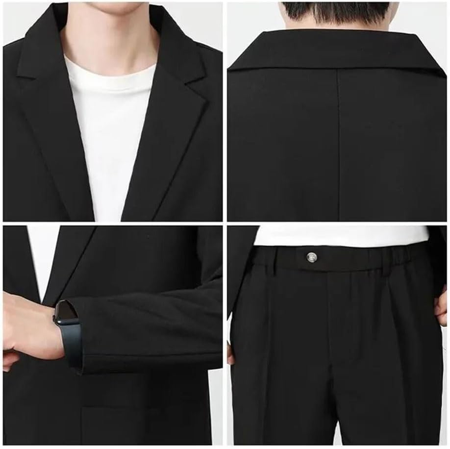 Casual Style Men's Suit Jackets Shoulder Padded Interview 2-Piece Set