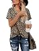 BMJL Women's Casual Cute Shirts Leopard Print Tops Basic Short Sleeve Soft Blouse (Large, Leopard07)