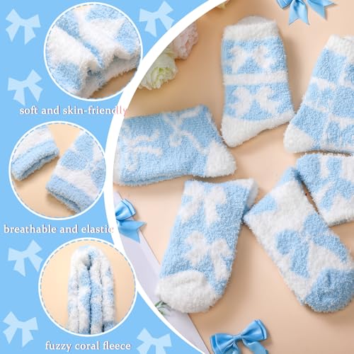 Image of Skicuff 6 Pairs Women Fuzzy Socks Bulk Slipper Warm Sleeping Crew Socks for Women Men Microfiber Soft Holiday Teacher Gifts