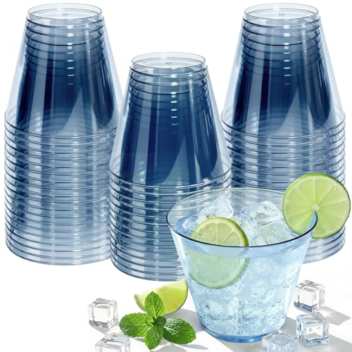 Glowserve 9 oz Clear Plastic Cups Green Plastic Disposable Cups
