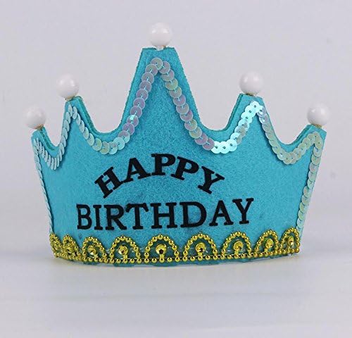 YChoice Adding a Festive Atmosphere Party Props Birthday Party Decoration Lighting Crown Cap with Words Happy Birthday_Blue