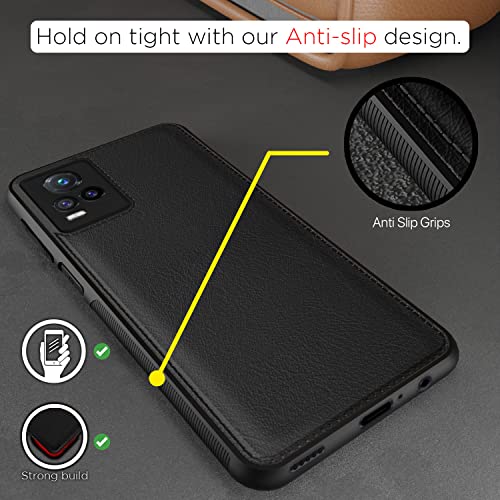Image of Pikkme Vivo V20 Back Cover Flexible Faux Leather Super Soft-Touch Bumper Case Lightweight Slim Camera Protection Cover (Black)