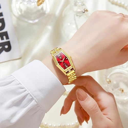 Miniatura 4 de OLEVS Reloj para mujer de acero inoxidable dorado, vestido de moda, analógico, de cuarzo, luminoso, impermeable, reloj Wrsit para mujer
