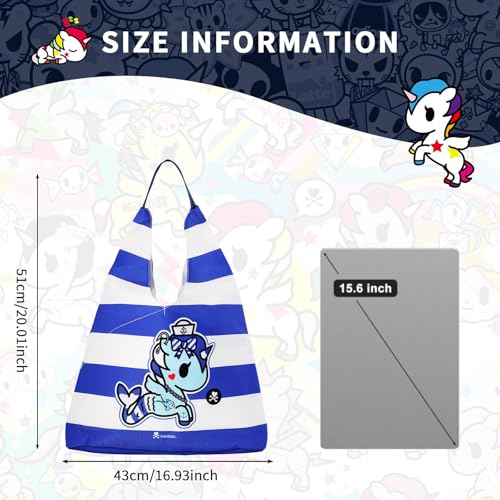 Bolso Tote Grande Azul con Cremallera y Muñeca para Mujer miniatura 6