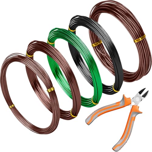 Mudder 5 Roll Bonsai Training Wire Aluminum 1/1.5/2.0mm Colorful