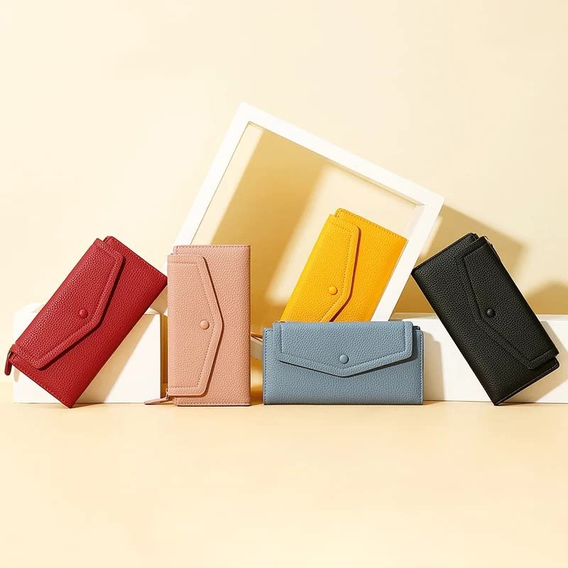 Wallets,Casual Long Wallets for Women Soft PU Leather Coin Wallets Ladies Popular Card Holder Female Purses(A)3
