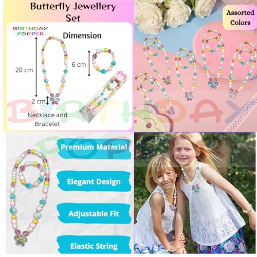 Image of Birthday Popper 36 Pcs Butterfly Theme Combo Pack as Birthday Return Gift for Girls - Fun Activity, Fashion & Party Gift Set