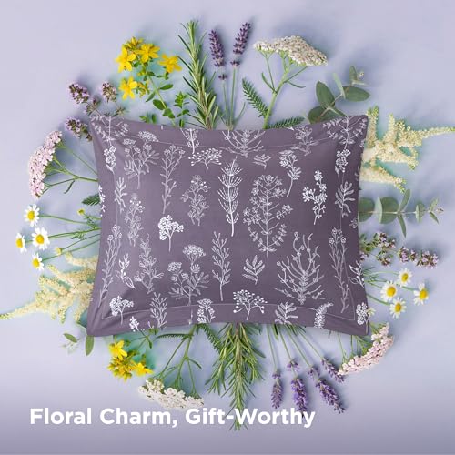 Image of Bedsure Grayish Purple Queen Comforter Set - Reversible Floral Bed Set, Soft Summer Lightweight Bedding for Bedroom, 1 Soft Botanical Flowers Comforter and 2 Pillow Shams