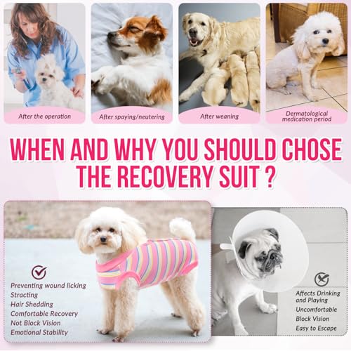 Image of Lukovee Recovery Suit for Dogs, Onesie Spay Neuter Surgery Suit Female Male | Soft Cotton, Easy On Off, Abdominal Wounds Prevent Licking, Prevent Licking Wounds, Cone E-Collar Alternative (Pink, XL)