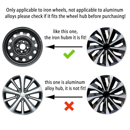 Image of ABX Hubcap Wheel Covers Hub Caps 13 Inch Set of 4 Black & Silver Universal Wheel Rim Cover R13 Stylish Car Decor Wheel Covers for Toyota Camry Nissan Mazda (black-01, 13 inch)