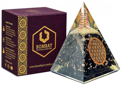 Image of Orgone Shungite Pyramid Like Black Tourmaline Orgone Pyramid Crystal Energy Decor with Quartz & Copper Sacred Geometry Desk Accent or Gift Handcrafted Spiritual Pyramid