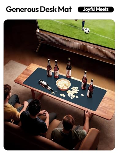 Image of YSAGi Leather Desk Protector, Office Mat, Large Mouse Mat, Non-Slip PU Leather Blotter, Laptop Pad, Waterproof Writing Pad for Office and Home (Dark Blue, 31.5 inch x 15.8 inch)