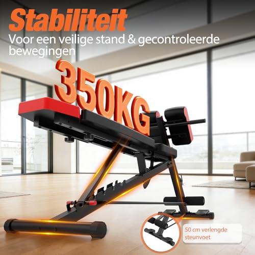 DH FitLife 2026 Premium 6-in-1 Verstelbare Halterbank met Hyperextension Rugtrainer 350 kg | Multifunctionele Trainingsbank voor Thuis & Home Gym | Schuine bank voor bankdrukken & full-body training - Afbeelding 6