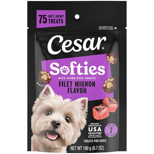 Cesar Softies Chewy Small Dog Treats Filet Mignon Flavor, 6.7 oz. Pouch (75 Treats), Pack of 8 - image 1