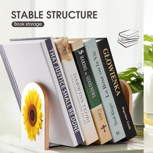 Sujetalibros de girasol resistente para evitar la caída de libros en baldas 8