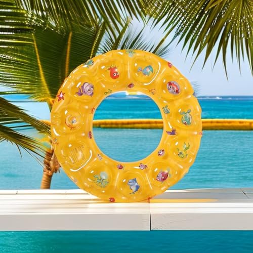 Image of Pack of 04 Crystal Lap Double Thick Swim Safety Ring, Inflatable Blow Up Baby Float Floating Raft Tube for Swimming Pool 3+ Years Kids - 70cm BY- SEKOY