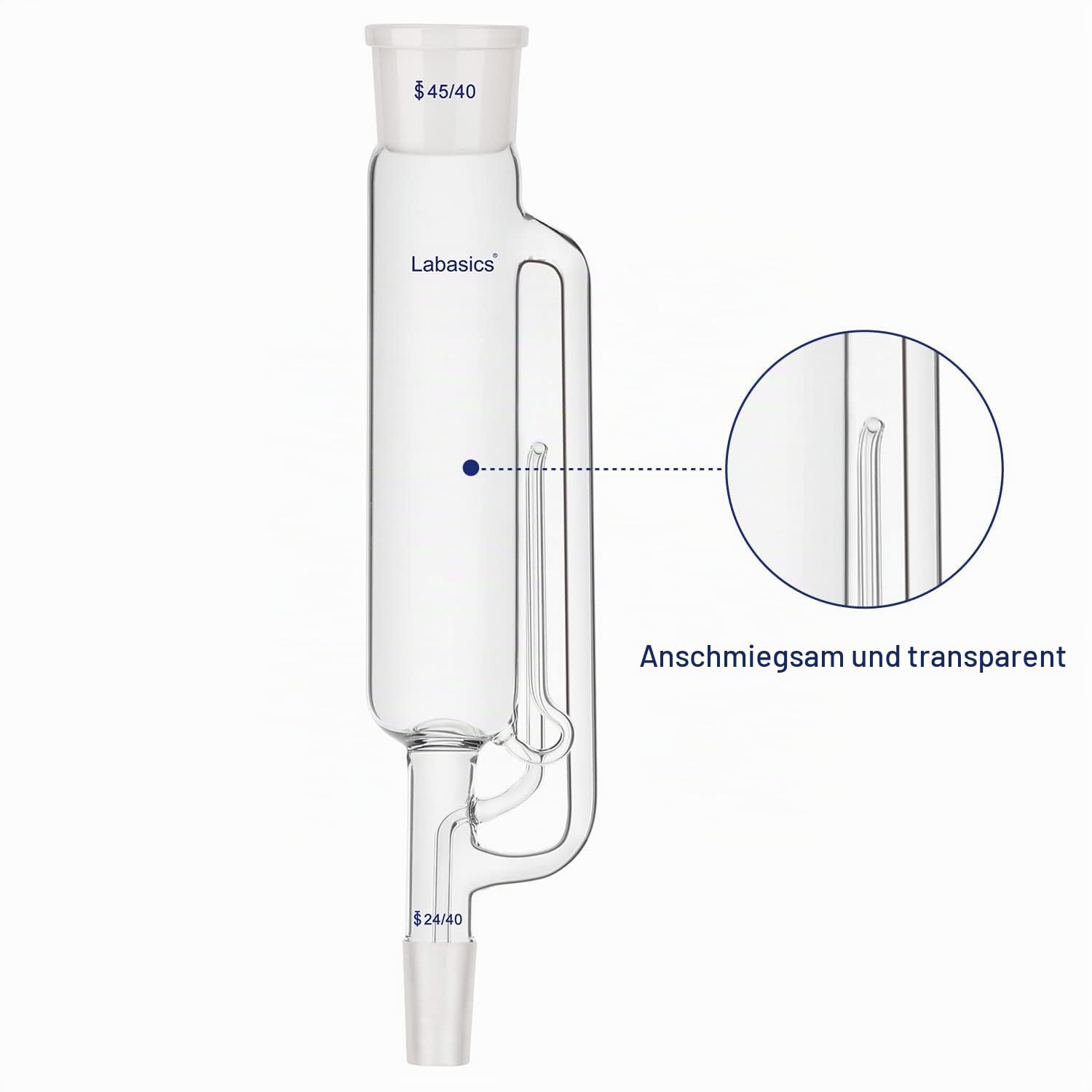 Labasics 500 ml Soxhlet Extraktionsgerät, Borosilikatglas 45/40 Soxhlet Extraktor mit Allihn Kondensator und 2x 500 ml Flachbodenkolben mit 24/40 Gelenk, Kompletteinheit