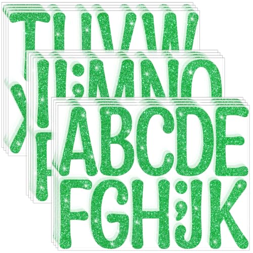 Image of Glitter Letter Stickers, 3 Inch Large Letters for Poster Board (Green) | 160 PCS,Self-Adhesive,Vinyl Alphabet Stickers,Bulletin Board Letters for Classroom,Party,DIY Crafts,Home,Office,Mailbox Decor