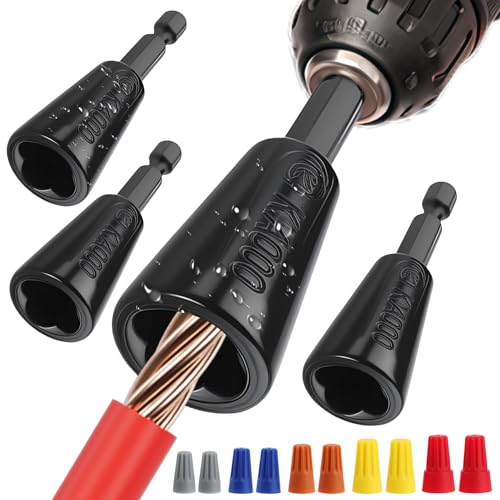 4 Pcs Upgraded Wire Twister Tool for Drill 2025 Version, Multifunctional Wire Nut Twister, Lightweight Wire Nut Twister for Drill Compatible with Power Drills, for 1.5/2.5/4/6mm²(9-22 AWG) wires
