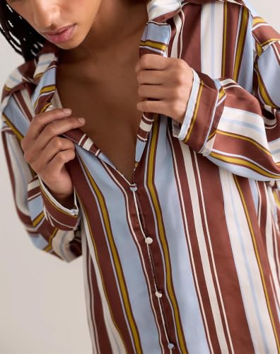 Image of Women Satin Pajama Sets Floral Silk Pajamas Pj Set