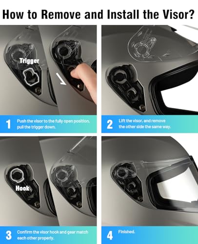 Image of Favoto Full Face Motorcycle Helmet DOT Cascos para Moto with Dual Visors | ABS shell, dual visor clear+tinted, anti-fog film, quick-release buckle, for men women, snowmobile dirt bike street