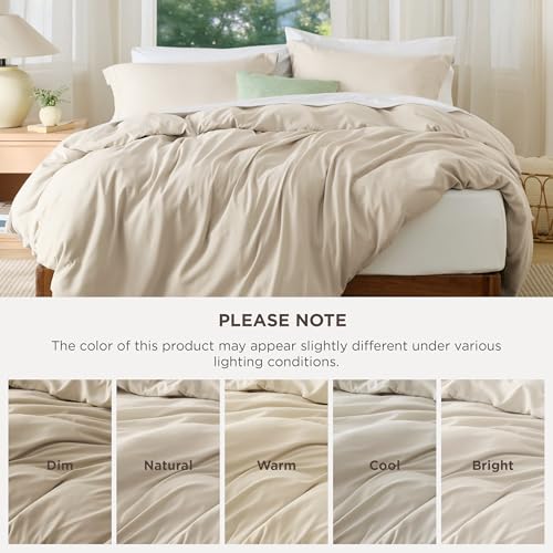 Image of Bedsure Duvet Cover Full Size, Soft Double Brushed Bedding Set, 3Pcs, Beige | For Kids & Adults, 80 inchx90 inch Comforter Cover, Hotel Luxury, All Season, Breathable, Easy Care, Lightweight, Zipper Closure