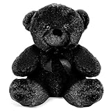 Grandma Smiley's Plush Best Friends Super Color Black Teddy Bear Stuffed Animal, 9-inch Hypoallergenic for Christmas, Newborn Baby Shower, Girlfriend, Boyfriend, Graduation