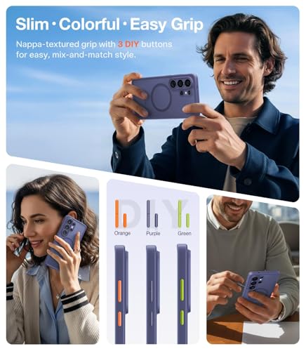Image of TORRAS Magnetic Fit for Samsung Galaxy S26 Ultra Case, [Military Grade Tested] Shockproof Translucent Matte Back Cover, Strong Magnet for Car Mount & Wireless Charging, Slim Anti-Fingerprint - Purple