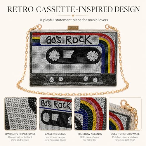 Image of QZUnique Tape Shaped Shoulder Bag Radio Recorder PU Crossbody Bag Women's Retro Evening Bag Handbag Clutch Purse