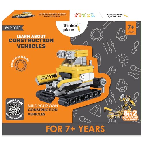 Image of STEM Construction Vehicle Building Blocks Set (86 Pcs) | DIY Paver Toy for Kids 7+ Years (Boys & Girls) | Educational Engineering Toy | Creativity & Problem Solving