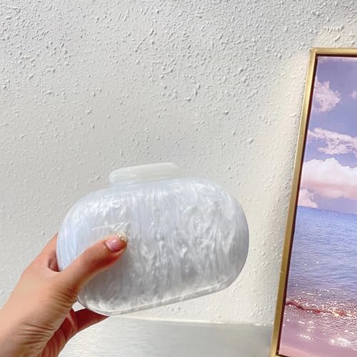 Image of Acrylic Evening Clutch Bag for Women Shell Shape Shoulder Crossbody Bag Glitter Marble Purse Handbag
