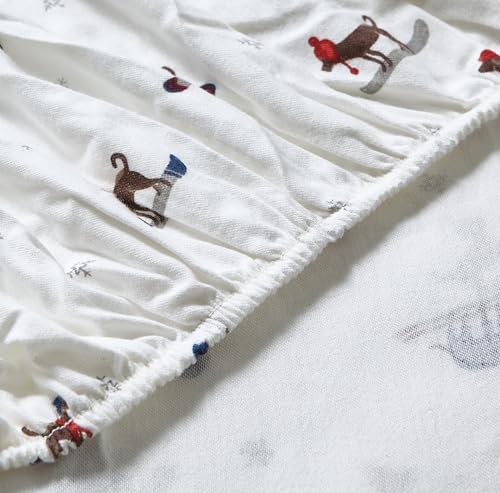 Image of Eddie Bauer - Flannel Sheets Queen Size, Anti-Pilling & Wrinkle Resistant Cotton, Touchably Soft for All-Season Comfort - Bed Sheets with Matching Pillowcases & Fitted Sheet (Ski Patrol White)