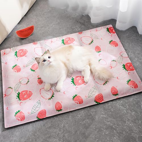 猫用冷却マット、セルフ冷却ペットパッド、ペット用クールベッドマット、ポータブル滑り止めマットレス、犬用冷却マ夏に犬や子犬を涼しく保つアイスシルク猫用アイスブランケット (L)