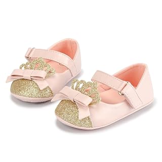 Neska Moda 6 To 12 Months Newborn Baby Girls Belly Shoe Anti-Slip Sandal Booties (Pink,Gold)-BT4578