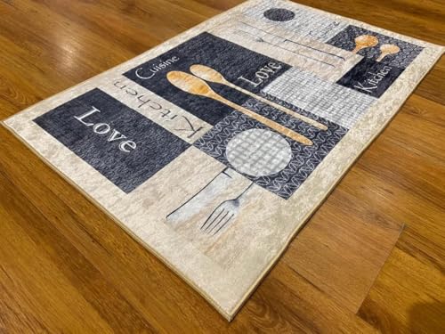 Image of Yagzon Non-Slip Kitchen Floor Mats, Water Absorbent, Rugs,Standing Rubber Mats for Kitchen, Office, Sink and Laundry Room, Abstract (Pack of 2)