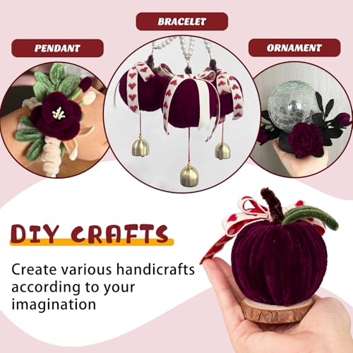 Image of 100 PCS Pipe Cleaners Bulk Craft Suppies Wine Red Pipe Cleaners | Chenille Stems Craft Pipe Cleaners for Crafts Cleaning Flower Making Festival Decorations
