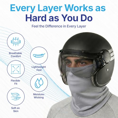 Image of Kingsway Reg Balaclava for Bikers | Full Face Mask Motorcycle Helmet Liner for Men and Women | UV & Dust Protection | 4-Way Stretch Quick Dry | Sweat Absorbing