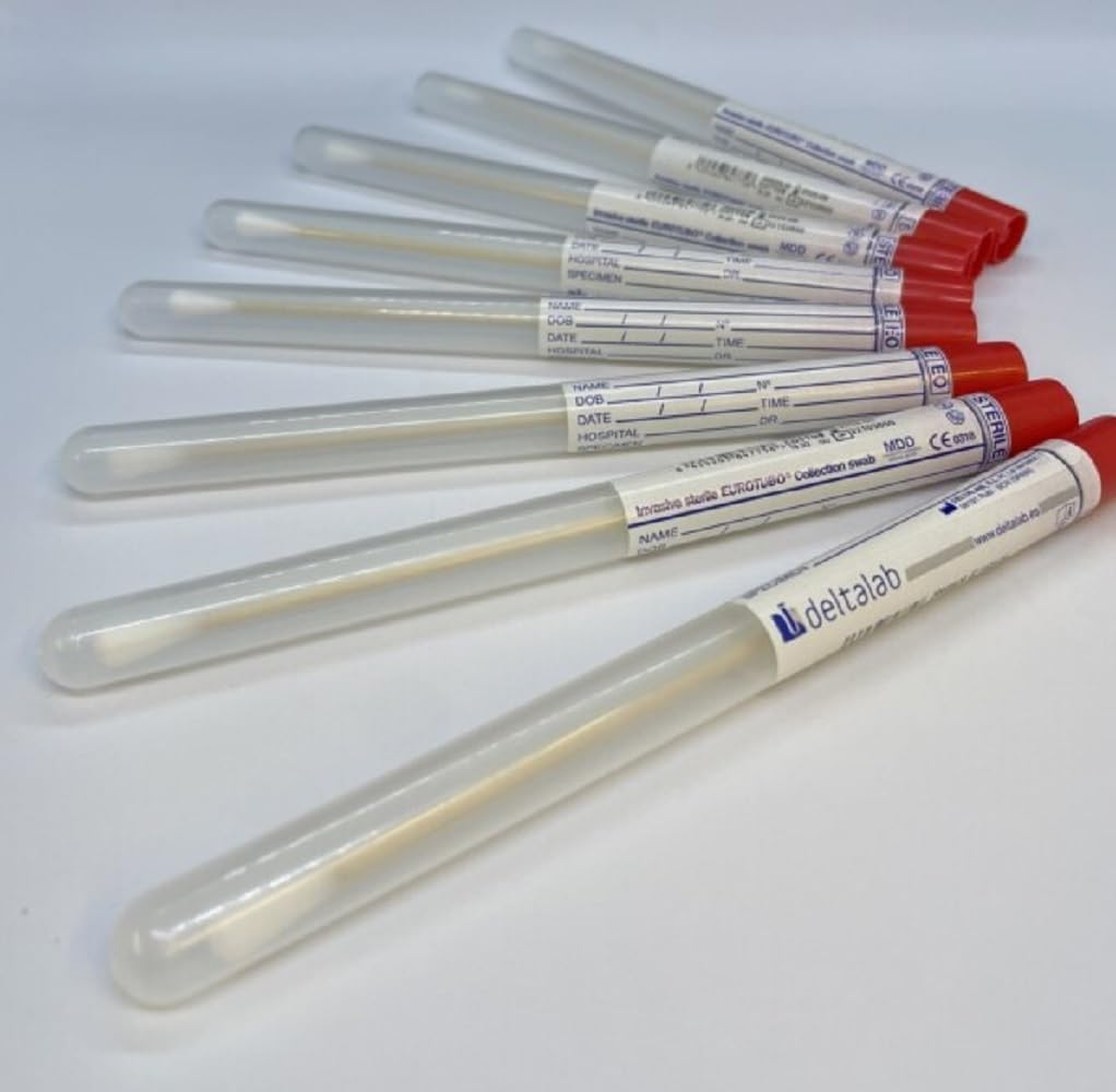 CMJ 25 x Sterile Transport Collection Swab 15cm Wooden Cotton Bud Applicator Tube (25 Swabs)