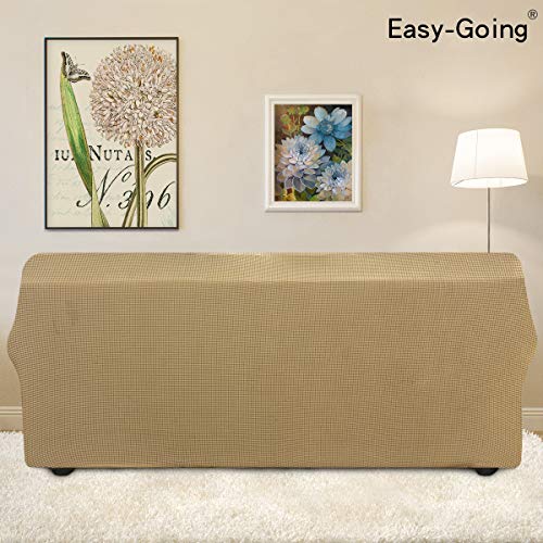 Image of Easy-Going Stretch Oversized Sofa Slipcover 1-Piece Sofa Cover Furniture Protector Couch Soft with Elastic Bottom for Kids, Polyester Spandex Jacquard Fabric Small Checks Golden